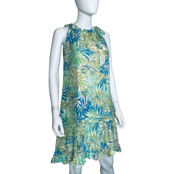 Signature by Robbie Bee Women's Green Ruffled Halter Tie Shoulder Dress Size M - Picture 3 of 6